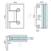 Offset wall to glass frameless shower screen hinge - Gunmetal Grey